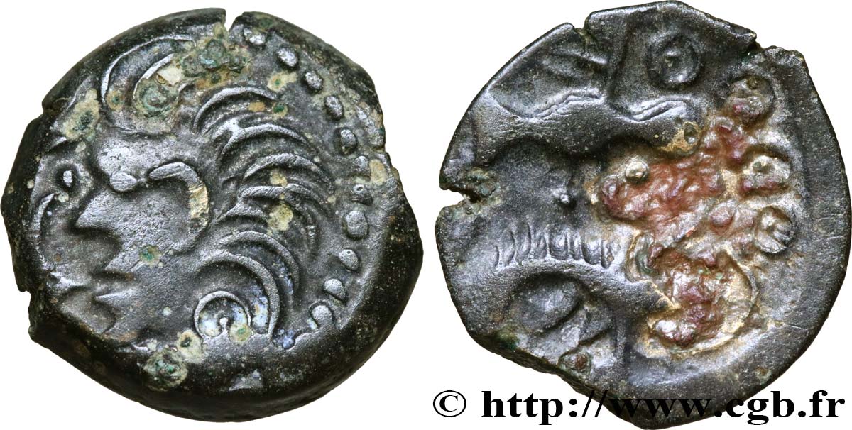 GALLIA BELGICA - MELDI (Area of Meaux) Bronze à l’aigle et au sanglier, classe II XF