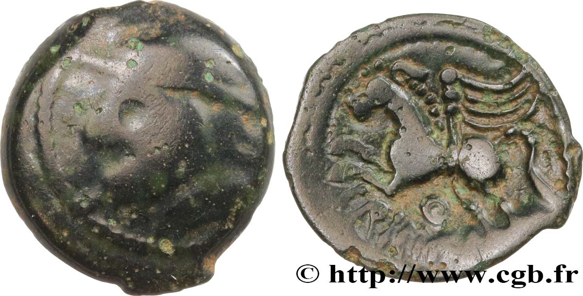 GALLIA BELGICA - SUESSIONES (Regione de Soissons) Bronze CRICIRV, barbu q.BB/BB