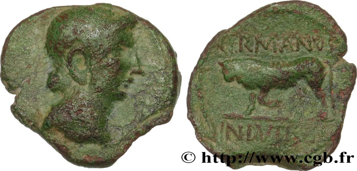 GALLIA BELGICA - REMI (Regione di Reims) Bronze GERMANVS INDVTILLI au taureau (Quadrans) BB