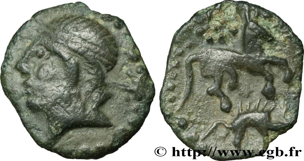 GALLIA - CARNUTES (Beauce area) Bronze au cheval et au sanglier XF/AU