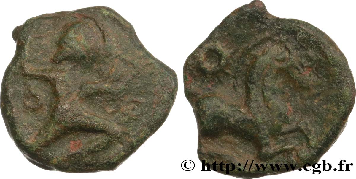 GALLIEN - BELGICA - BELLOVACI (Region die Beauvais) Bronze au personnage courant, à l’astre fSS