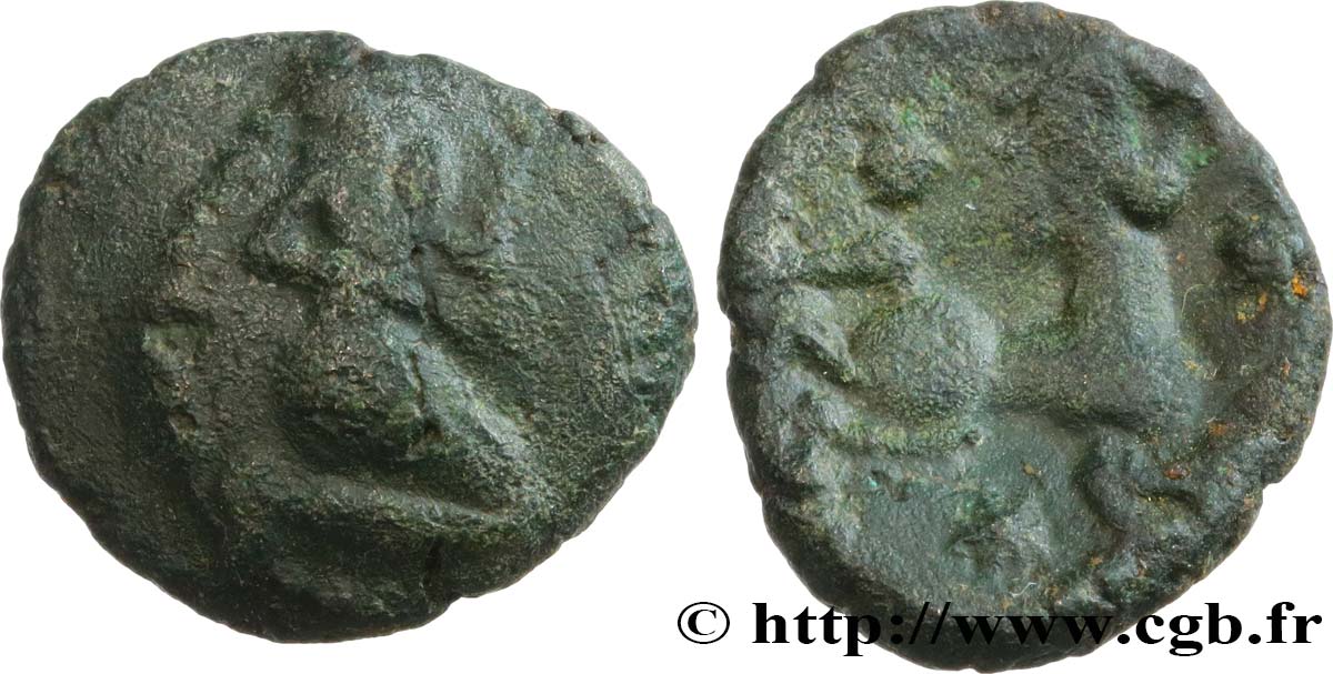 BELLOVAQUES (Région de Beauvais) Bronze au personnage agenouillé et au cheval TB/TTB