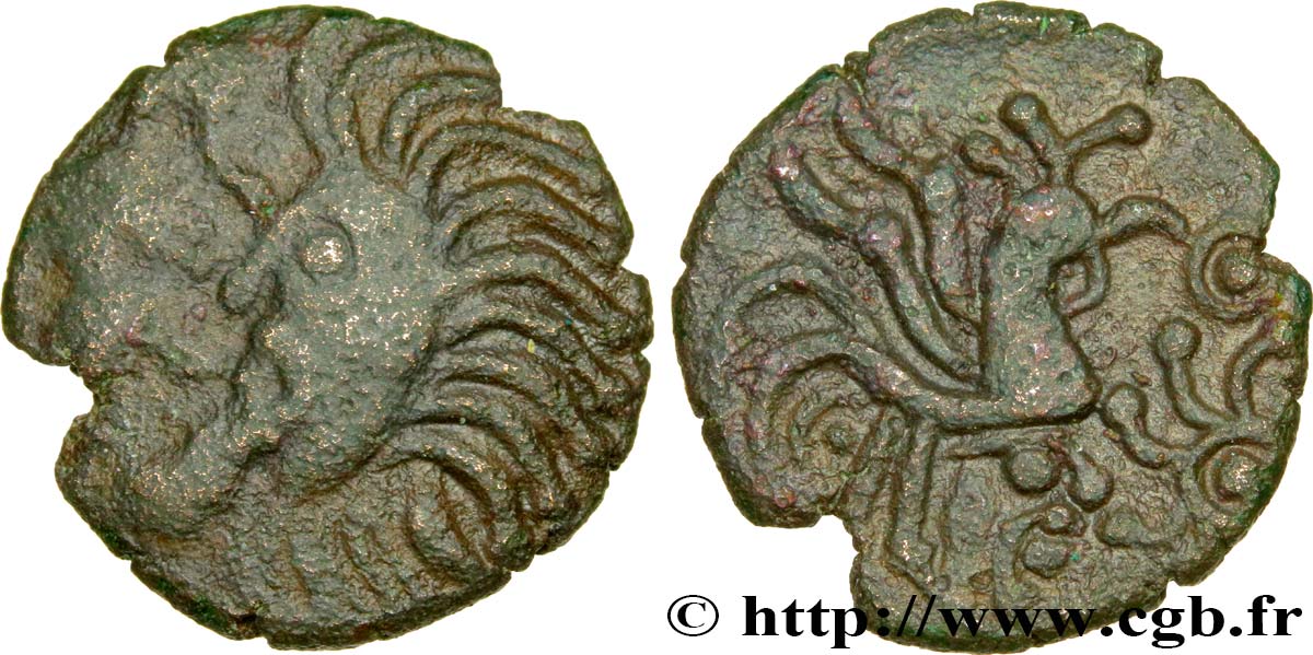 BELLOVAQUES (Région de Beauvais) Bronze au coq à tête humaine TTB/TTB+