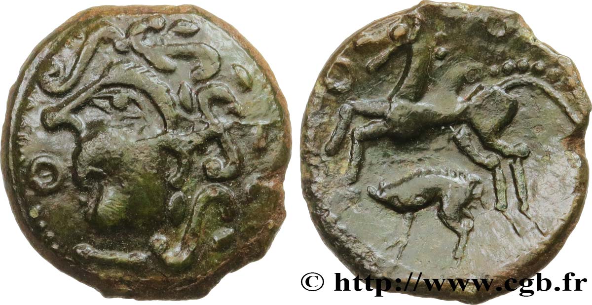 GALLIA - AULERCI EBUROVICES (Región d Evreux) Bronze au cheval et au sanglier EBC