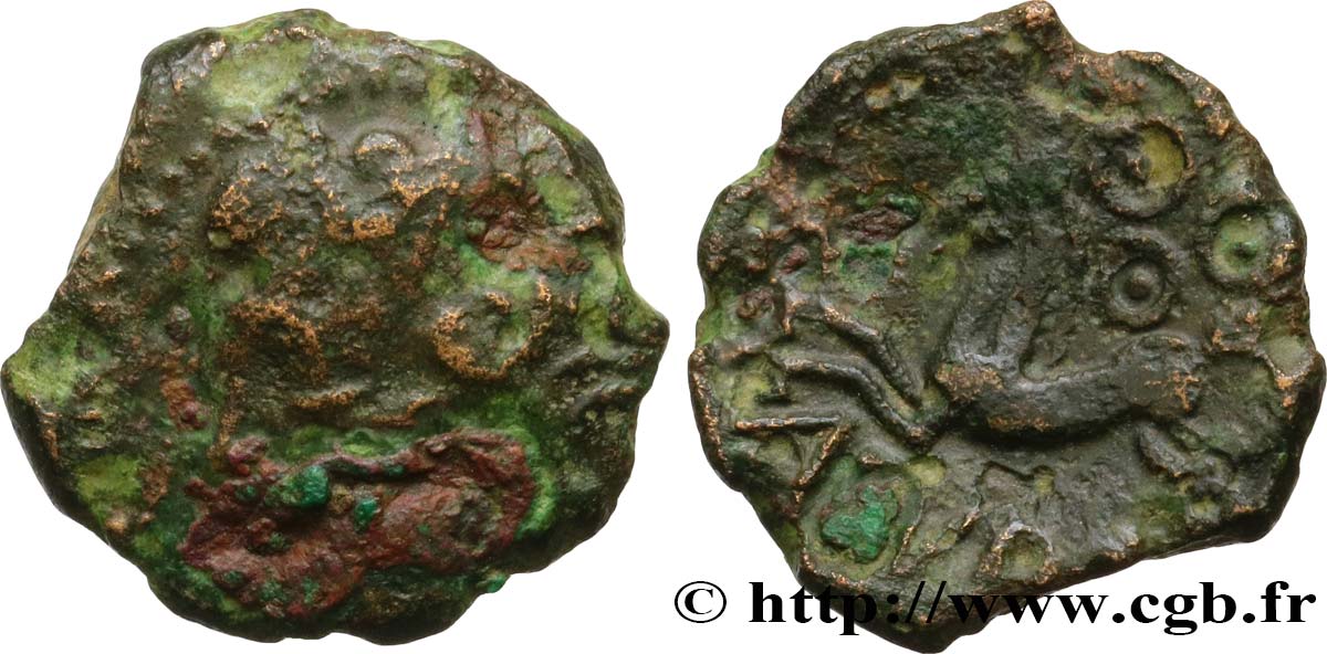 GALLIA - BITURIGES CUBI (Región de Bourges) Bronze ABVDOS aux trois annelets pointés BC+