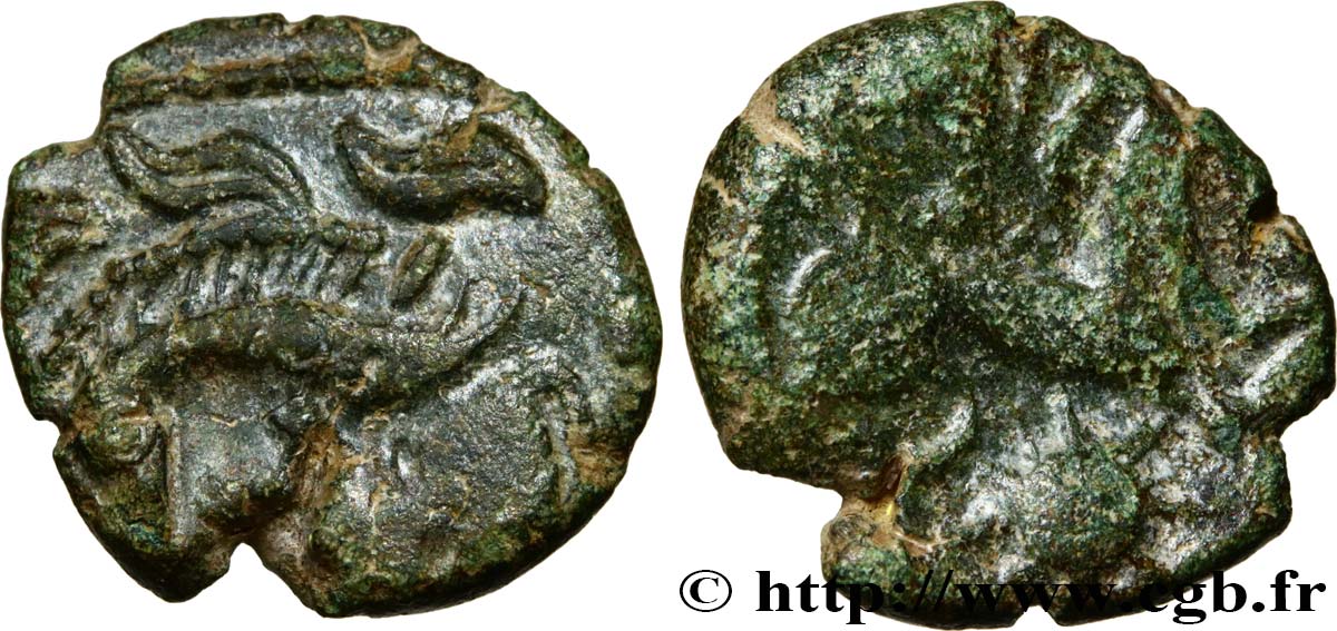 GALLIA - BELGICA - BELLOVACI (Regione di Beauvais) Bronze au personnage courant, à l’astre rayonnant BB/q.BB