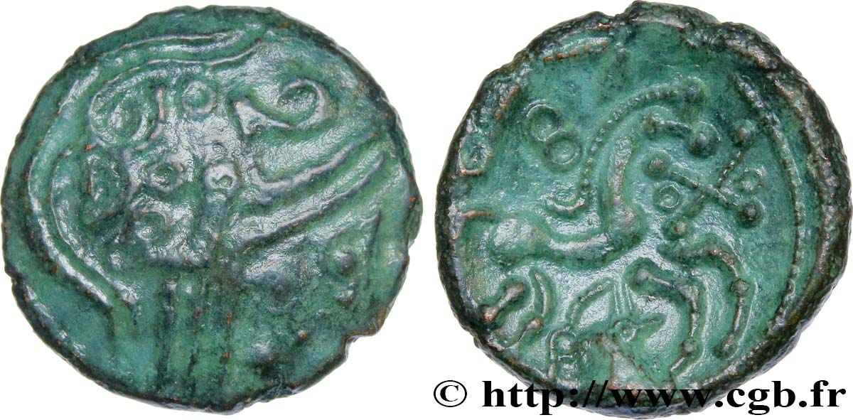 GALLIA BELGICA - AMBIANI (Región de Amiens) Bronze du type du denier scyphate BN. 8500 MBC+/EBC