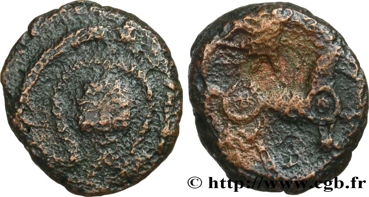 GALLIEN - BELGICA - BELLOVACI (Region die Beauvais) Bronze à la petite tête de face fSS