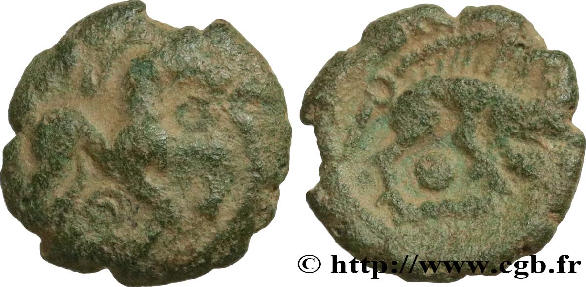 GALLIA BELGICA - AMBIANI (Area of Amiens) Bronze au cheval et au sanglier, “type des dépôts d’Amiens” VF/XF