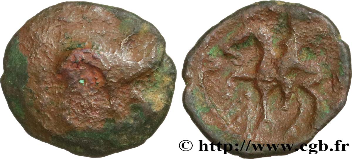 GALLIA BELGICA - AMBIANI (Area of Amiens) Bronze au sanglier et au cavalier VF/VF