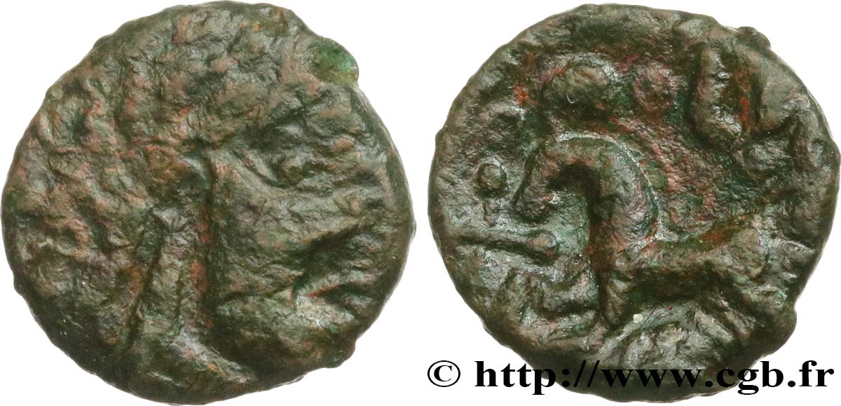 GALLIA BELGICA - AMBIANI (Regione di Amiens) Bronze au cheval, BN 8430 q.BB/BB