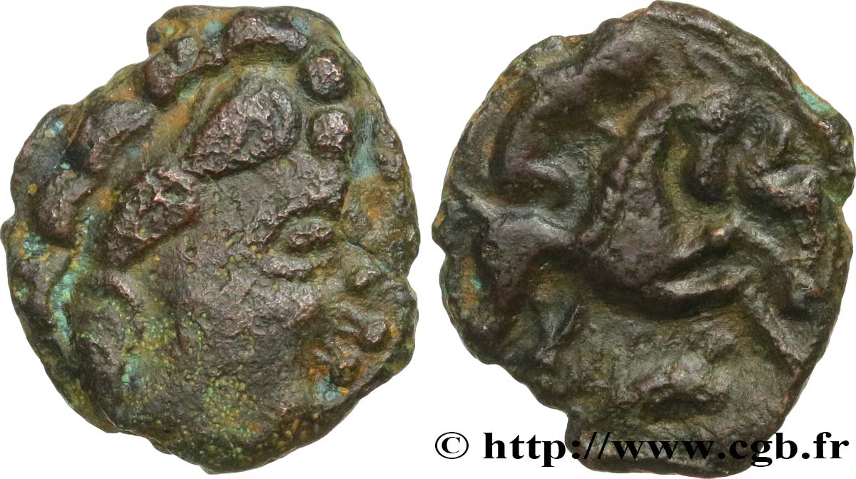 GALLIA BELGICA - AMBIANI (Regione di Amiens) Bronze au cheval et à l’aurige, type de Chilly BB