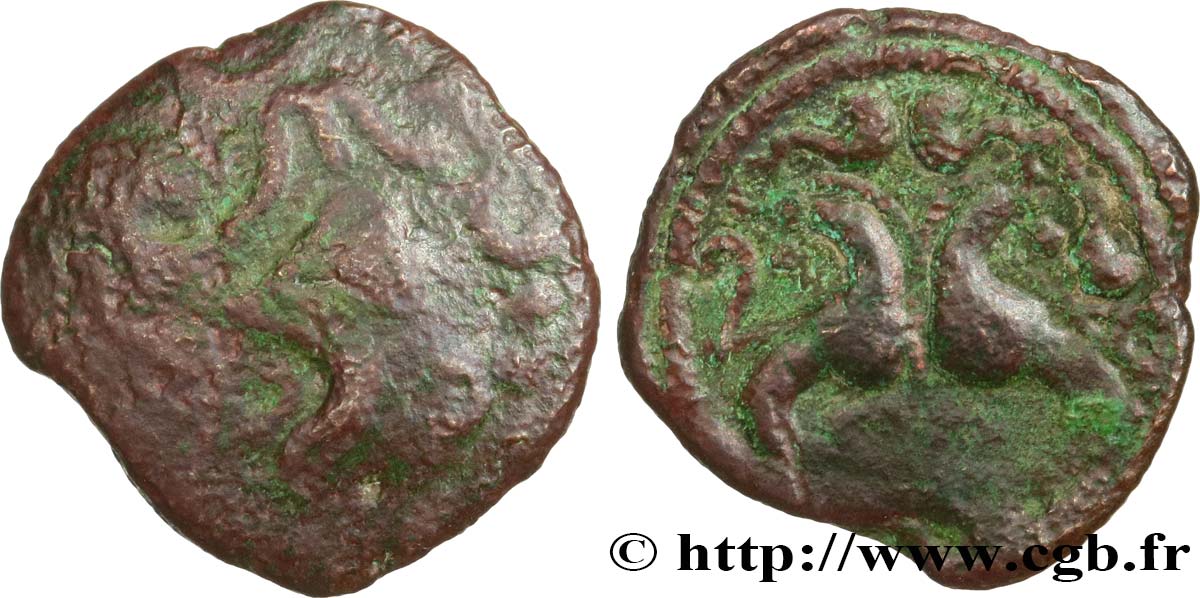GALLIEN - BELGICA - AMBIANI (Region die Amiens) Bronze aux hippocampes adossés, BN. 8526 S/fSS