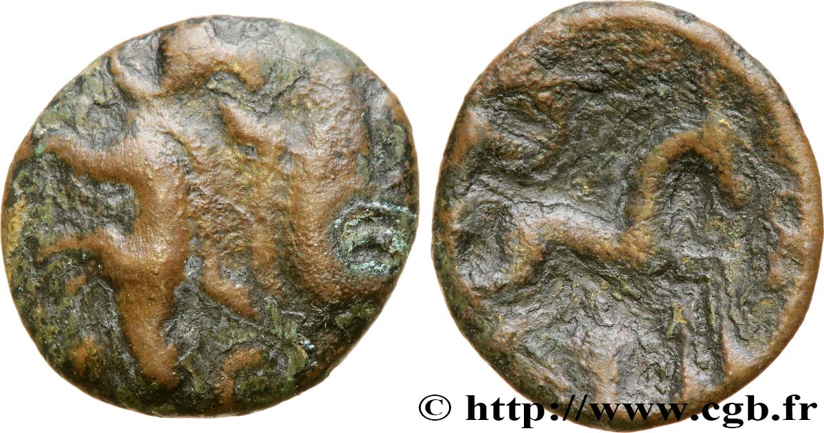 GALLIA BELGICA - AMBIANI (Regione di Amiens) Bronze aux sangliers affrontés q.BB