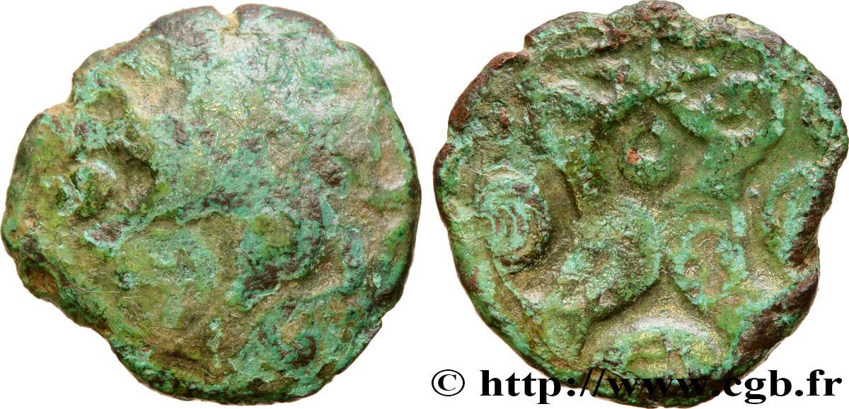 AMBIANI (Area of Amiens) Bronze aux boeufs adossés, BN 8524 VF/VF