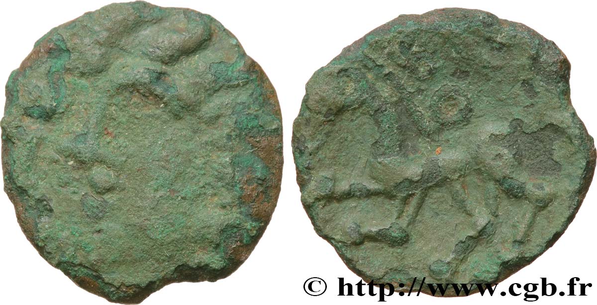 GALLIA BELGICA - AMBIANI (Región de Amiens) Bronze au cheval BC/BC+