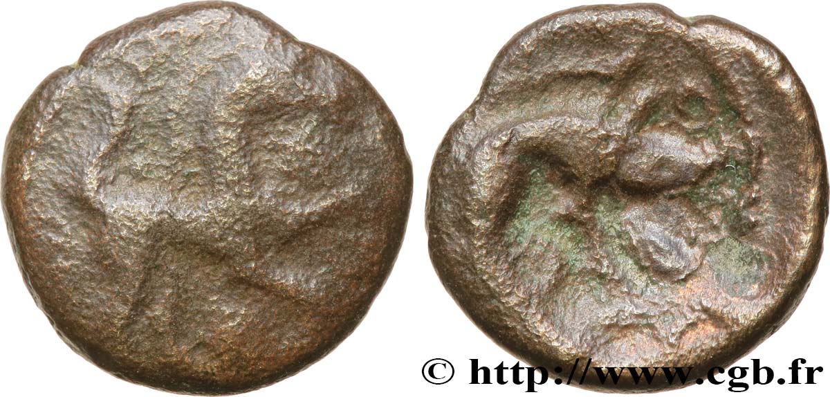 AMBIENS (Région d Amiens) Bronze au cheval et au sanglier, “type des dépôts d’Amiens” TB+