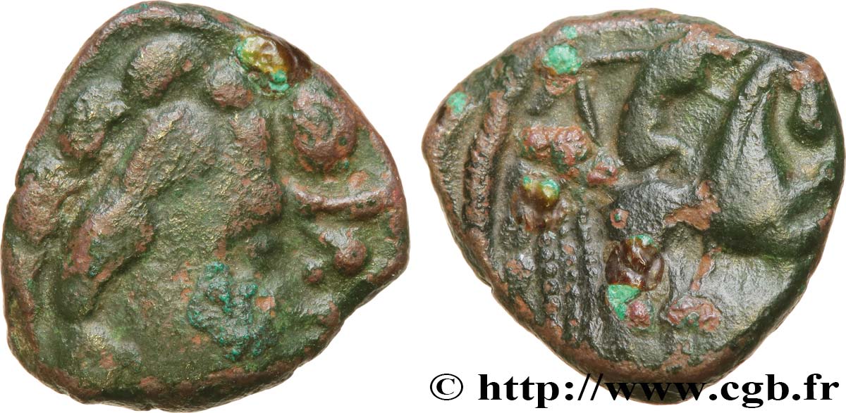 GALLIEN - BELGICA - AMBIANI (Region die Amiens) Bronze au cheval et à l’aurige, type de Chilly fSS/SS
