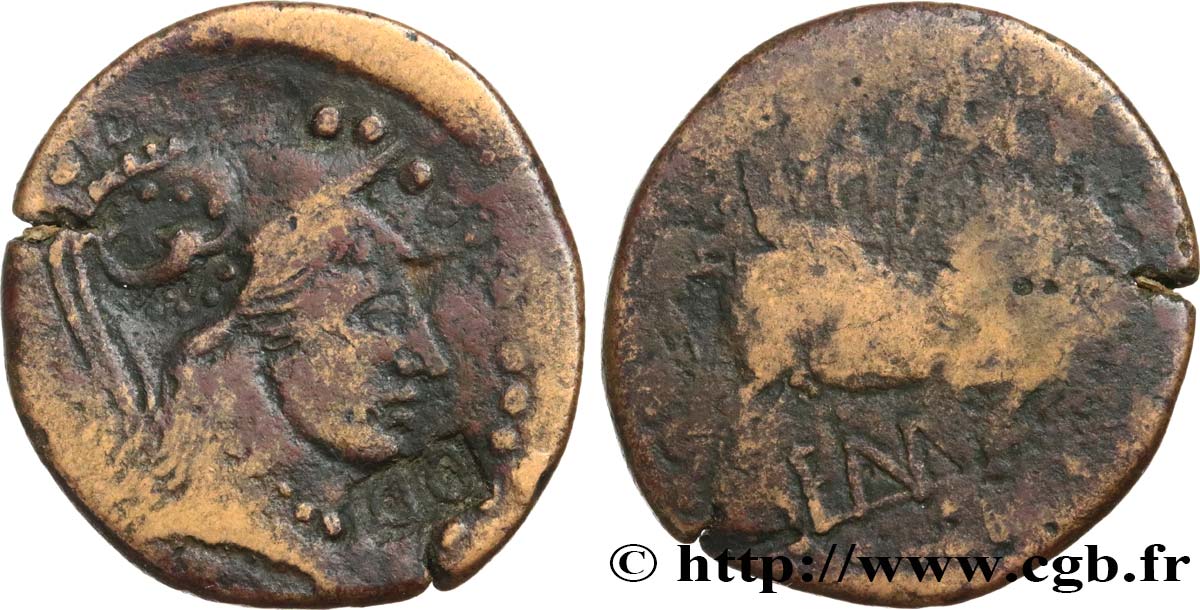 SPAGNA - INDIGETES - EMPORIA / UNTIKESKEN (Provincia di Gerona - Ampurias) Unité de bronze ou as, légende latine q.BB/MB