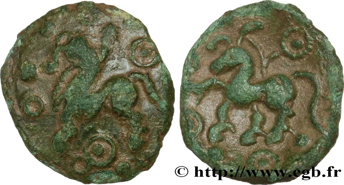 GALLIA BELGICA - AMBIANI (Area of Amiens) Bronze au cheval, “type des dépôts d’Amiens” XF