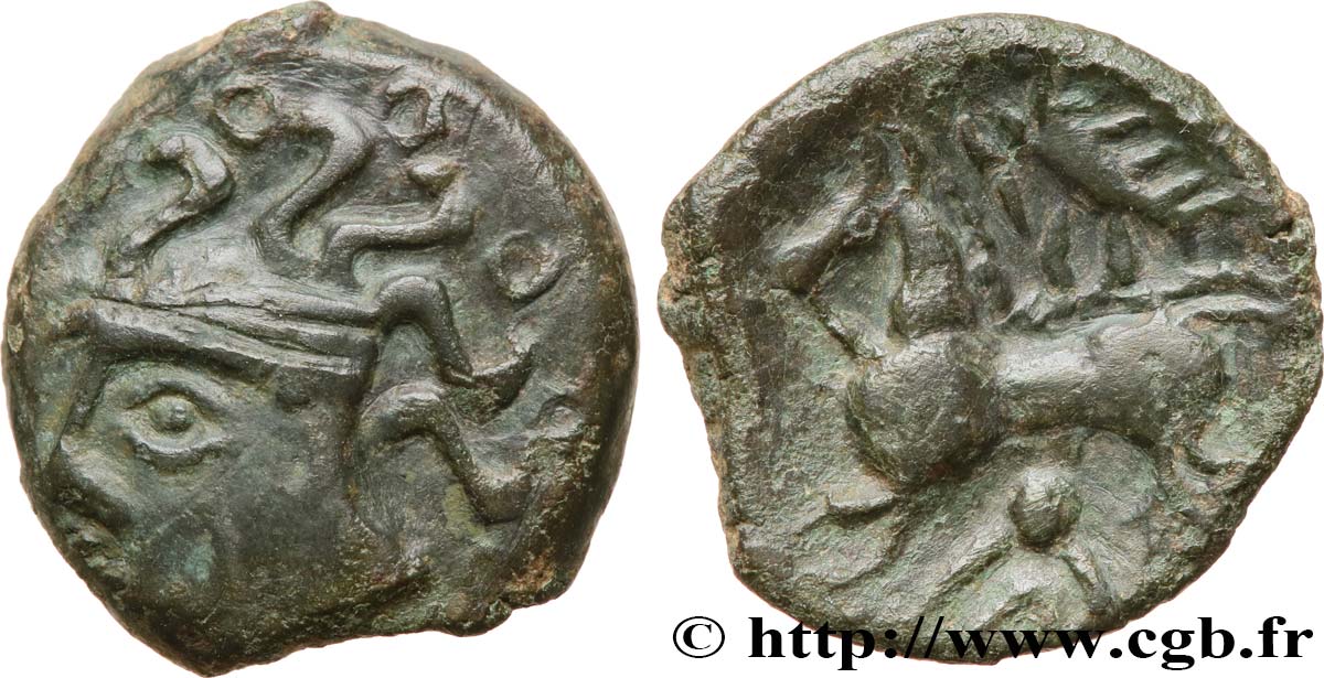 GALLIA - AULERCI EBUROVICES (Area of Évreux) Bronze au cheval et à l’oiseau AU