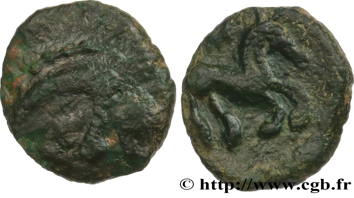 GALLIA - BELGICA - BELLOVACI (Región de Beauvais) Quart de statère en bronze à l astre BC+