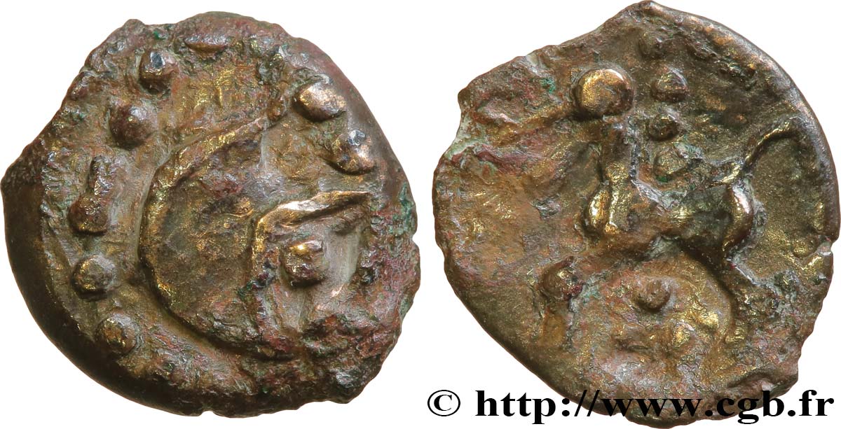BITURIGES CUBI, UNSPECIFIED Bronze au loup et au cheval - aux trois globules XF