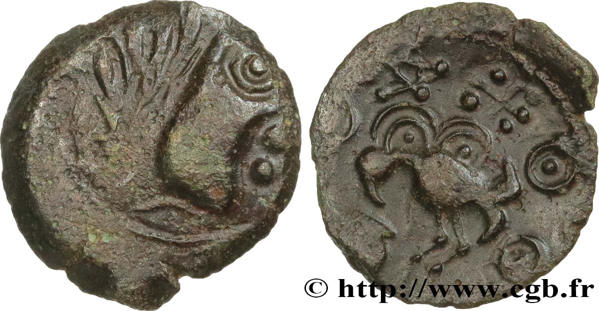 GALLIA SENONES (Regione di Sens) Bronze INS à l’oiseau et au vase, classe VIII BB