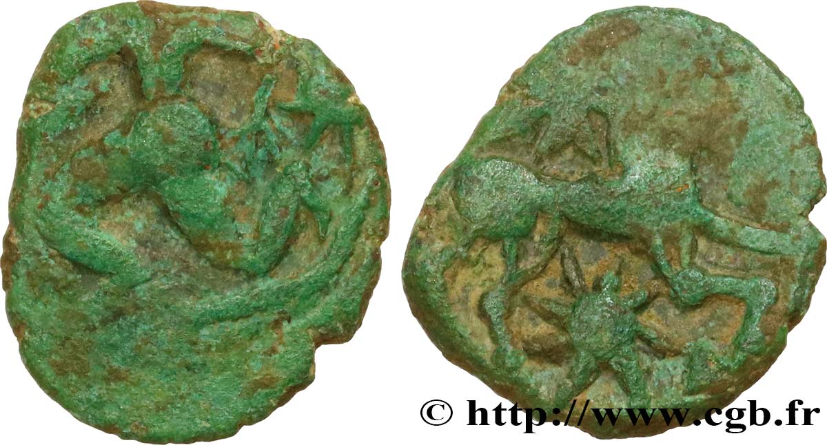 GALLIA BELGICA - BELLOVACI (Area of Beauvais) Bronze au personnage courant à gauche VF