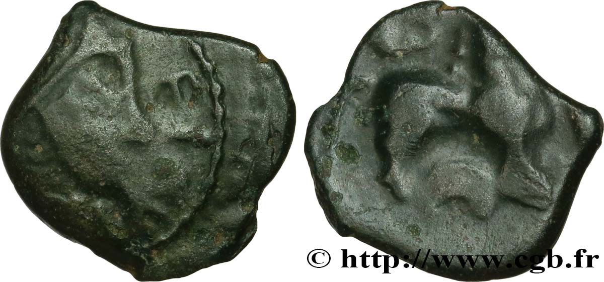 GALLIA BELGICA - SUESSIONES (Región de Soissons) Bronze EIVICIACOS au taureau et à l’épi BC+