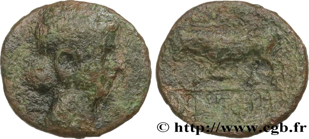 GALLIA BELGICA - REMI (Región de Reims) Bronze GERMANVS INDVTILLI au taureau (Quadrans) BC