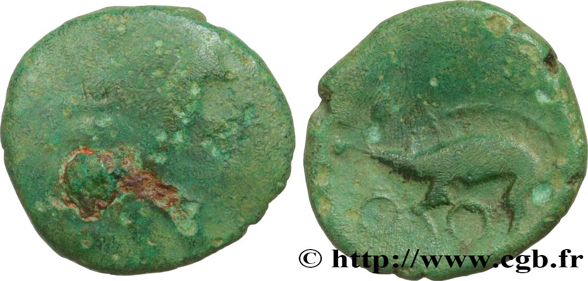 GALLIA - AULERCI EBUROVICES (Regione d Evreux) Bronze aux sangliers affrontés q.BB