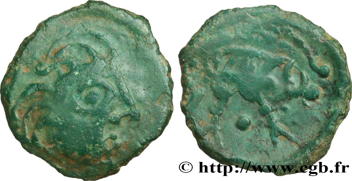 VÉLIOCASSES, Incertaines Bronze au sanglier, hybride à la tête armoricaine, DT. 663 TTB