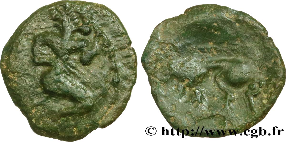 GALLIA - BELGICA - BELLOVACI (Región de Beauvais) Bronze au personnage agenouillé et au sanglier MBC