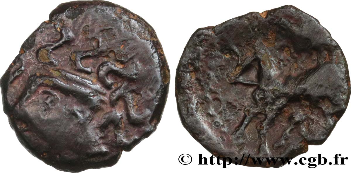 GALLIA - AULERCI EBUROVICES (Región d Evreux) Bronze au cheval et à l’oiseau MBC/BC+