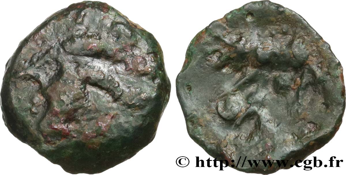 GALLIA - CARNUTES (Región de la Beauce) Bronze au loup, tête à gauche BC+