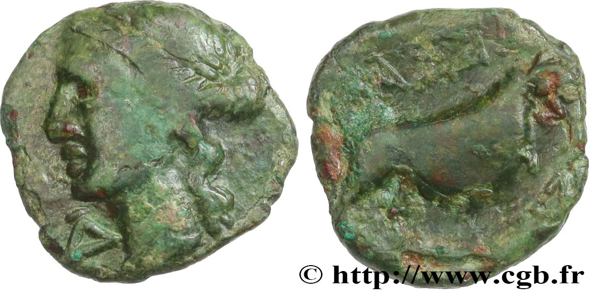 MASSALIA - MARSEILLES Bronze au taureau passant (hemiobole) XF
