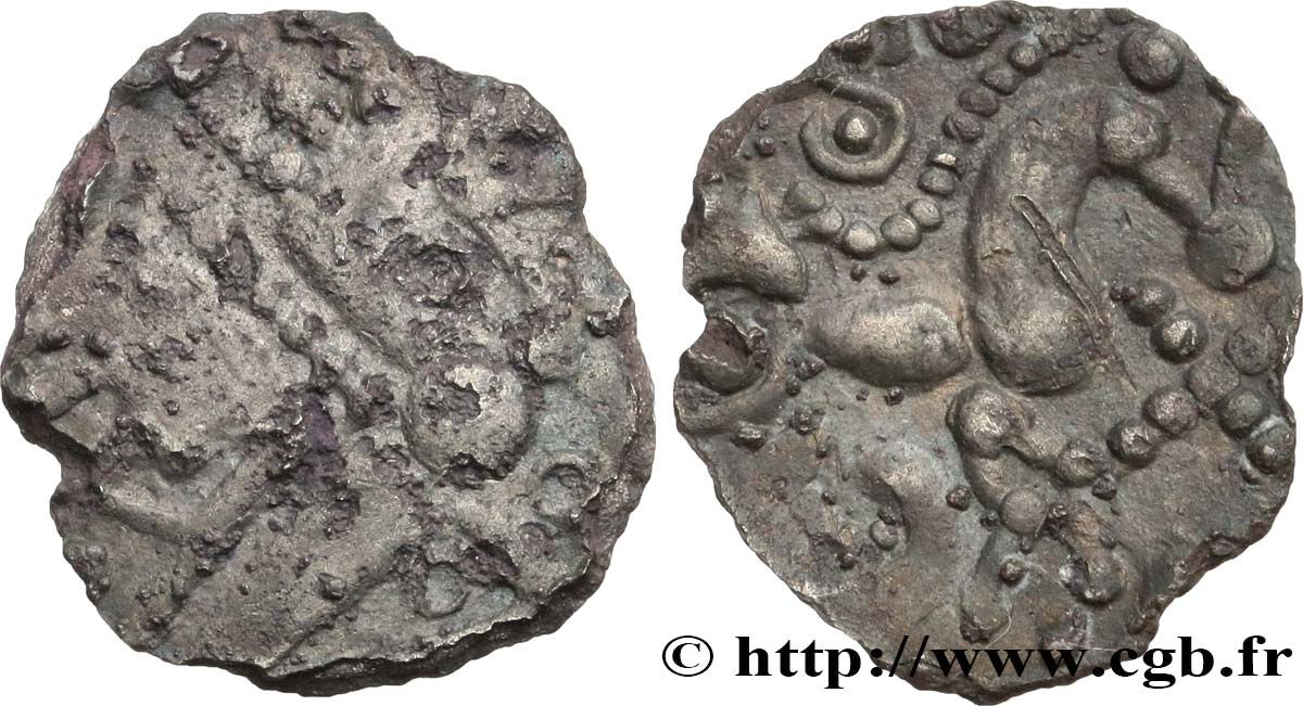 GALLIA BELGICA - AMBIANI (Area of Amiens) Denier d argent scyphate dit “à l hippocampe” VF/XF