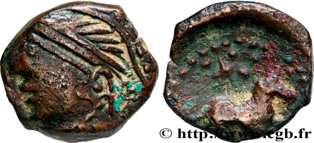 GALLIA - CARNUTES (Región de la Beauce) Bronze au cheval et au sanglier BC+