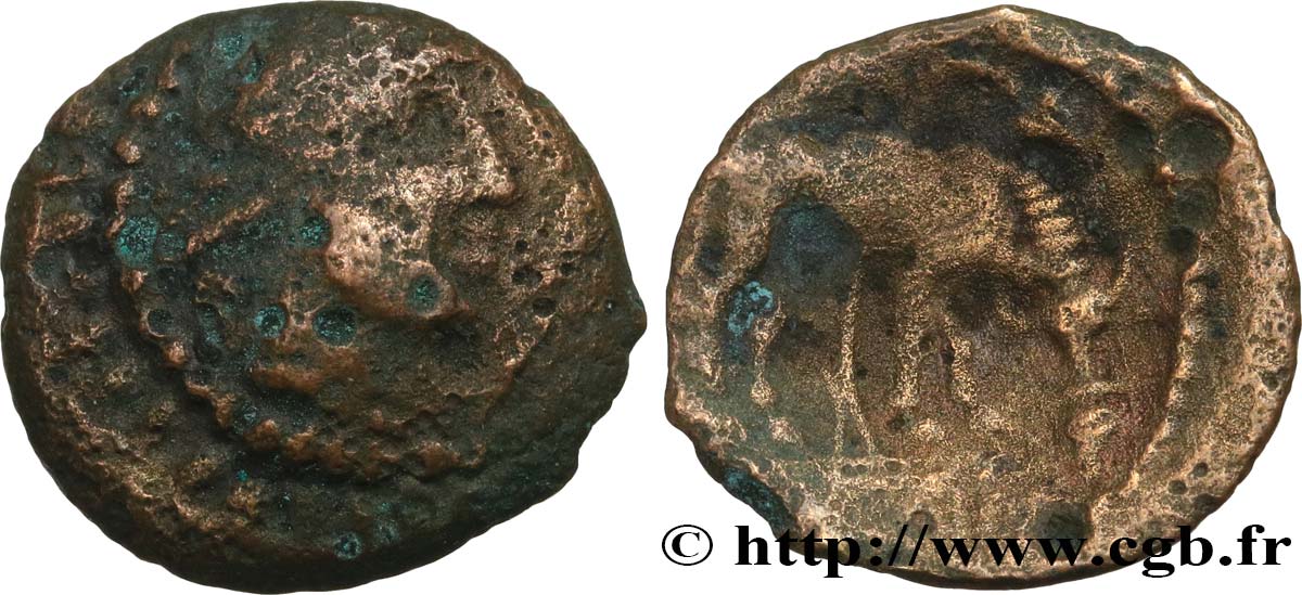 GALLIA - GALLIA DEL NORTE -ÆDUI (BIBRACTE, Región del Mont-Beuvray) Bronze au taureau BC+