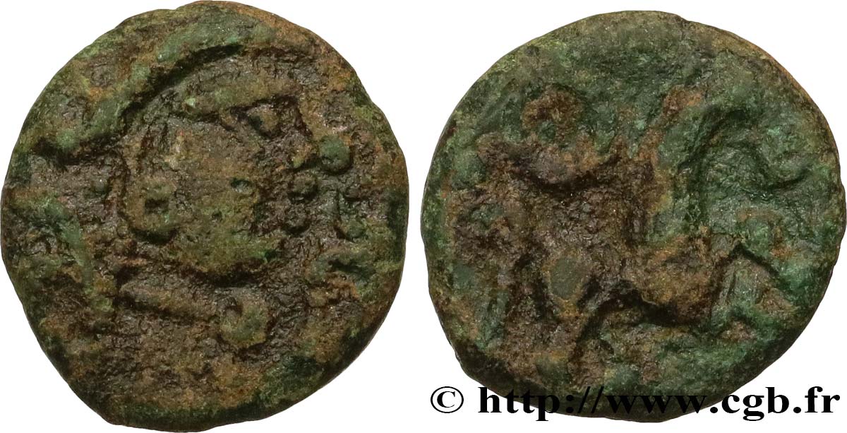 GALLIEN - BELGICA - AMBIANI (Region die Amiens) Bronze au cheval, BN 8432 fSS