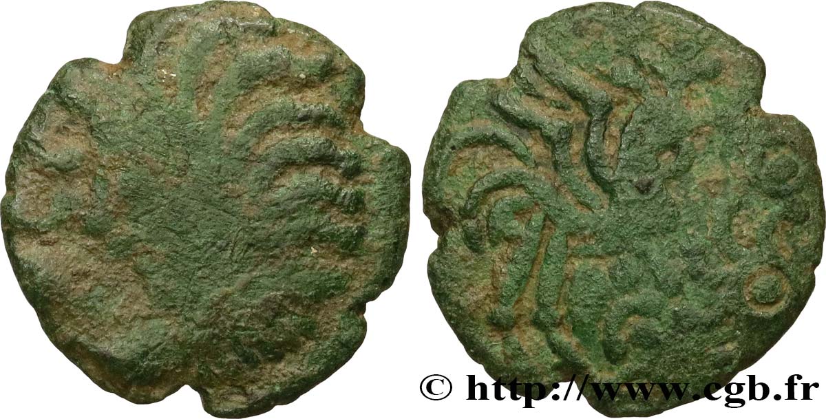 GALLIA - BELGICA - BELLOVACI (Región de Beauvais) Bronze au coq à tête humaine BC+