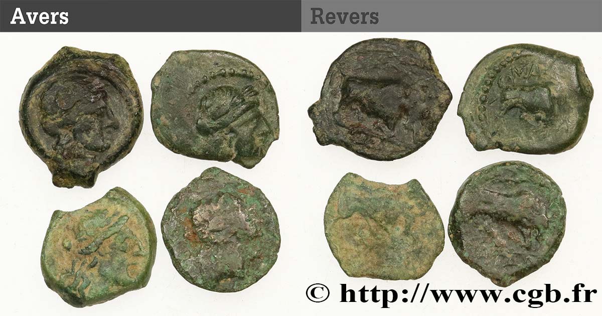 MASSALIA - MARSEILLES Lot de 4 petits bronzes au taureau (hémiobole ?) lotto