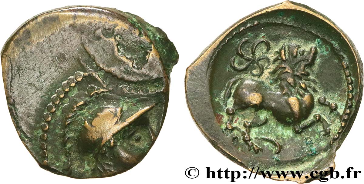 GALLIA - SANTONES / MID-WESTERN, Unspecified Bronze au lion VRIDO.RVF XF/AU