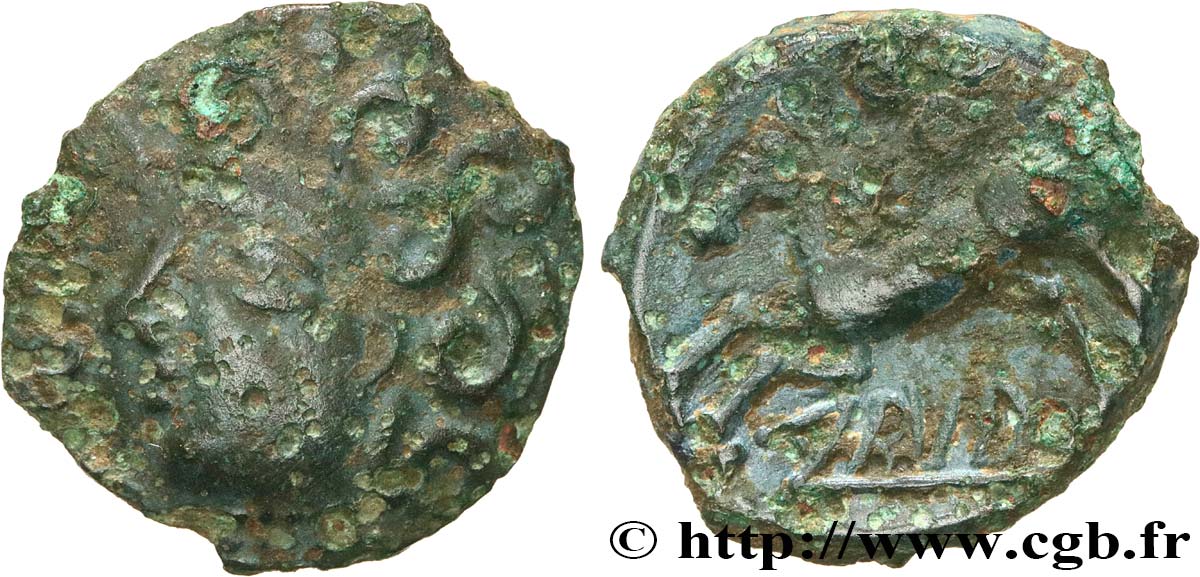 GALLIA - BITURIGES CUBI (Región de Bourges) Bronze IIAROS aux trois annelets pointés BC+