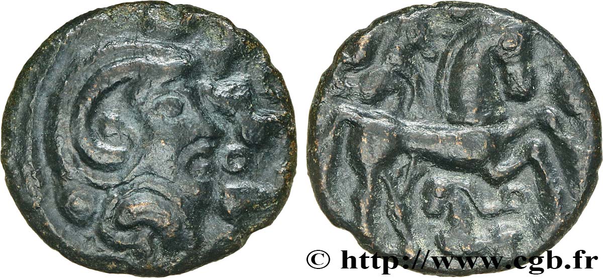 GALLIA BELGICA - BELLOVACI, Incerti Bronze imitant les drachmes carnutes LT. 6017 BB