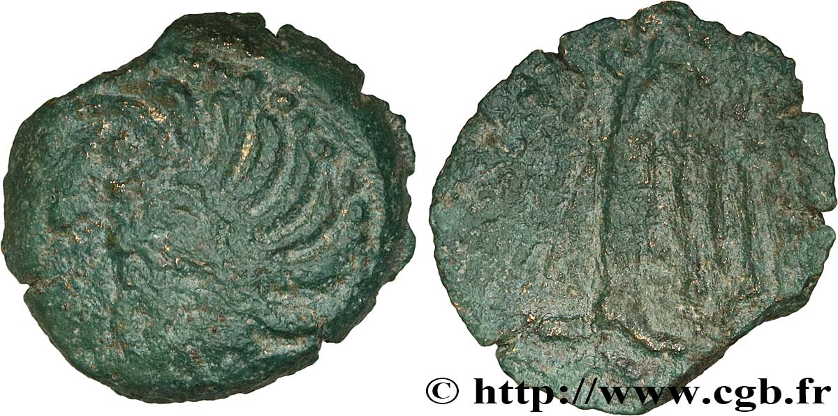 GALLIA - CARNUTES (Beauce area) Bronze à l’aigle et à la rouelle, tête à gauche VF