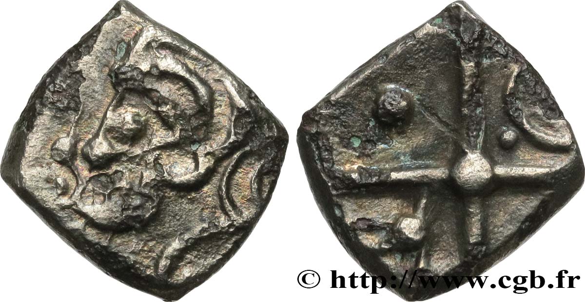 GALLIA - SOUTH WESTERN GAUL - CADURCI (Area of Cahors) Drachme “à la tête triangulaire”, S. 125 XF