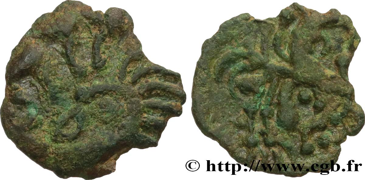 GALLIEN - BELGICA - BELLOVACI (Region die Beauvais) Bronze au coq à tête humaine fSS