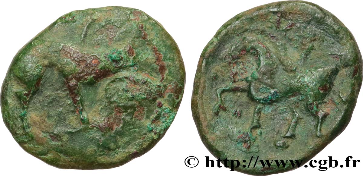 GALLIEN - BELGICA - AMBIANI (Region die Amiens) Bronze au sanglier et au cheval, “type des dépôts d’Amiens” fSS